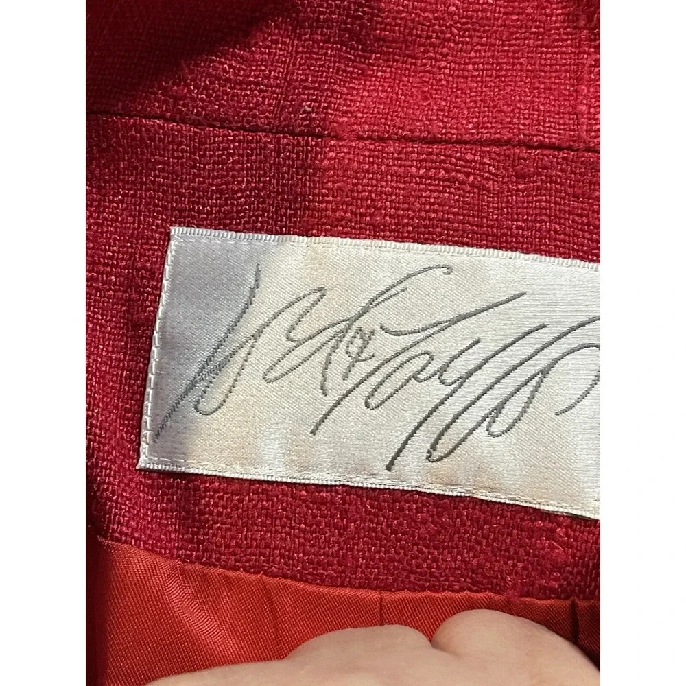 Vtg Lord & Taylor Size 12Red 100% Silk‎ Blazer E0130